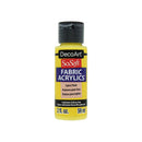 A bottle of DecoArt SoSoft Fabric Acrylics in Cadmium Yellow Hue, 2 fl. oz. (59 ml), on a solid white background.