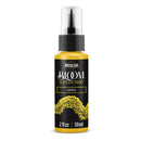 A bottle of Americana BLOOM Textured Paint in the 'Sun Relic' color, featuring a bright yellow paint visible at the top and bottom of the bottle, with a black label and spray cap.