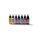 Seven bottles of DecoArt Peel & Stick Paint 59ml Bottles. on a white background