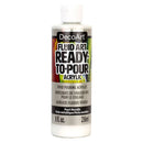 A bottle of DecoArt Ready-to-Pour Acrylic Fluid Art paint in 'Pearl Metallic' on a plain white background.