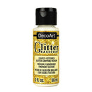 A bottle of DecoArt Glitter Basecoat in the color 'Lightly-Textured Glitter Gripping Medium' with a black cap and gold glitter label, on a white background.