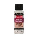 A bottle of DecoArt SoSoft Fabric Glitters in the color Clear Ice, 2 fl. oz.