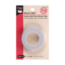 A roll of Dritz Res-Q Tape double-sided clear adhesive tape on its original retail packaging, shown against a plain white background.