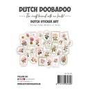 Dutch Sticker Art 'Whispers of Words' package by Dutch Doobadoo, featuring a collection of vintage-style floral stickers with pink roses and green leaves on a white background.