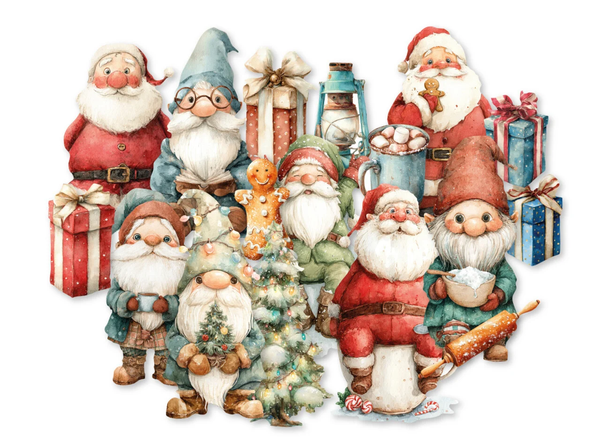 Dutch Doobadoo Merry and Bright A6 Collage Die-cuts - Santa & Gnomes