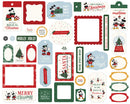 Collection of Christmas-themed labels and tags featuring Mickey Mouse with festive designs.