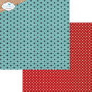 Three patterned paper sheets arranged in an L-shape on a white background: a teal sheet with small black diamond motifs, a red sheet with white polka dots, and a brown sheet with small black motifs. A logo in the top-left corner reads Elizabeth Cut Designs.