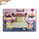 A 3D papercraft wall hanging featuring a cozy mouse bedroom scene with two cartoon mice, a bed, nightstand, lamp, and clock. The top sign reads 'SNUGGLE SEASON'.