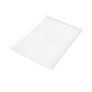 Clear rectangular plastic sheet on a white background
