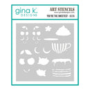 Gina K. Designs art stencil sheet titled 'You're the Sweetest - 6 x 6', featuring multiple white stencil cutouts including faces, a cupcake, and decorative motifs on a gray background with a teal border.