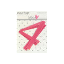 Pink plastic number '4' from Pocket Scaps by Heidi Grace Design, shown in its original retail packaging against a white background.