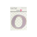 A lavender purple self-adhesive plastic number 'zero' from the brand Pocket Scapes, displayed on its original retail backing card against a white background.