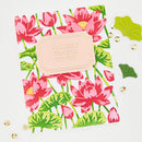 Floral card with pink flowers and green leaves, featuring a bar of soap with 'Thankful' text on a white background.