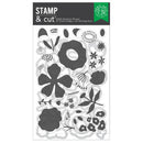 Clear stamp set with abstract floral designs on a white background