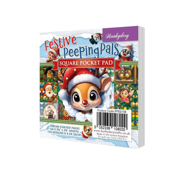 Hunkydory Square Pocket Pad - Festive Peeping Pals