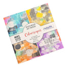Pack of mixed media art papers with colorful abstract designs on a white background