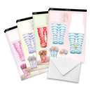 Set of greeting cards with floral designs and an envelope on a white background