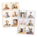 Set of greeting cards with cute cat illustrations on a white background