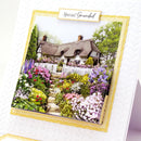 Greeting card with a garden scene and 'Special Grandad' text on a white background