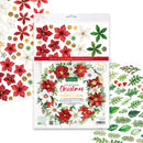 K&Company Christmas flower stickers with poinsettias and holly on a white background