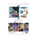 A package of Scapular 3D Die-Cut Decoupage Nativity, featuring four colorful illustrated panels depicting the Holy Family, wise men, and the Three Wise Men, presented on a white backing card.