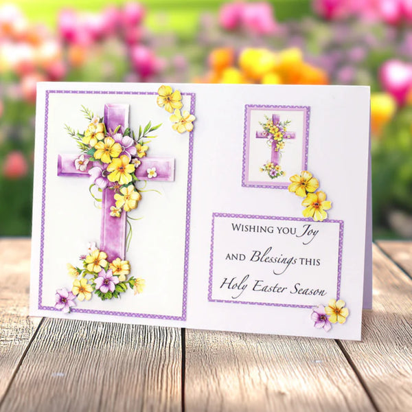Katy Sue Die Cut Decoupage 3/Pkg - Lilac Floral Cross