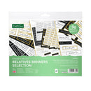 Package of foiled and die-cut relatives banners selection by Kate Sue on a white background