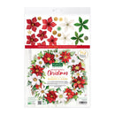 Crafting Supplies by Kate and Sue Traditional Christmas Printed & Die-Cut Flowers & Leaves, featuring a package of 752 reusable cutouts with red, white, and green holiday designs.