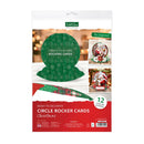 Packaging of Christmas circle rocker cards with decorative elements on a white background