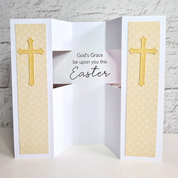 Katy Sue White Cross Pop Up Cards & Envelopes 12/Pkg