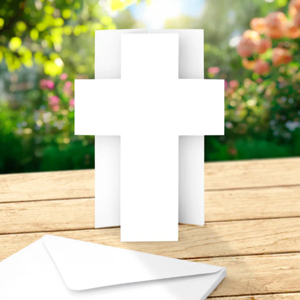 Katy Sue White Cross Pop Up Cards & Envelopes 12/Pkg