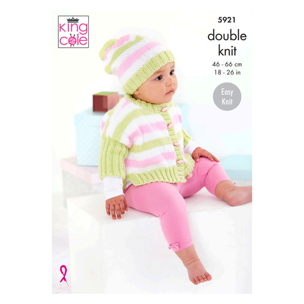 King Cole Free Pattern - Cherished Baby DK Yarn - Oversized Top & Jacket With Hat