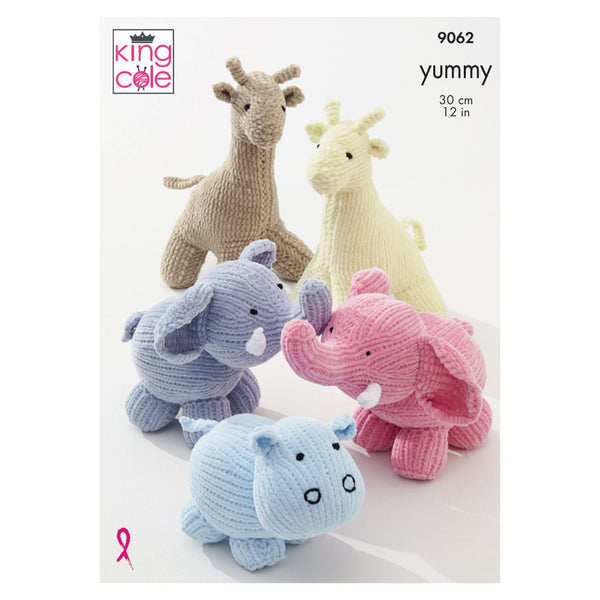 King Cole Free Pattern - Yummy Yarn - Giraffe, Hippo, Elephant Toys