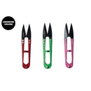 Three pairs of VISHI scissors in red, green, and pink, displayed side-by-side on a white background with a black circular badge that reads 'ASSORTED COLORS'.