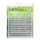 Lavinia Stencils diamond pattern stencil in a clear plastic bag with a green and white header card.