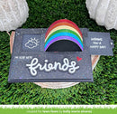 Decorative card with rainbow and text on a grassy background