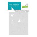 Lawn Fawn 'lawn clippings' coloring stencils for 'a mice christmas' stamp set, featuring a light gray stencil sheet with various animal-shaped cutouts on a white backing card with teal and green branding.