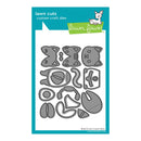 Lawn Fawn custom craft dies set in a teal and white packaging card, featuring various die-cut shapes for crafting.