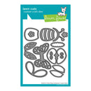 Packaging of lawn cuts custom craft dies with various shapes on a white background
