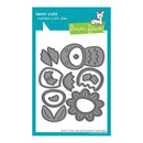 Lawn Cuts custom craft dies packaging with floral and nature-themed shapes on a blue background.