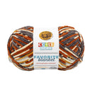 Ball of yarn with a Lion Brand Yarns label on a white background