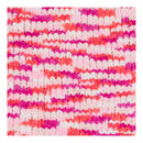 Textured fabric with pink, white, and orange pattern on a white background