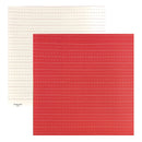 Two squares pf cardstock with horizontal dashed lines, one in white with red lines and one in red with white lines, displayed on a white background.