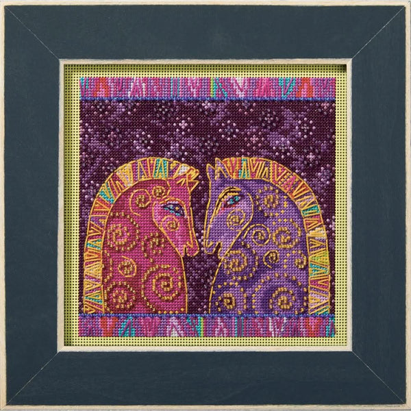 Mill Hill Laurel Burch Counted Cross Stitch Kit 5"X5" Fuchsia Mares