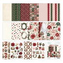 Collection of Christmas-themed paper sheets with various patterns on a white background.