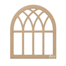 A single arched window-shaped cutout made from light tan kraft cardstock or wood, shown on a plain white background. A small 'Mintay PaperCrafts' logo appears in the lower right corner of the piece.