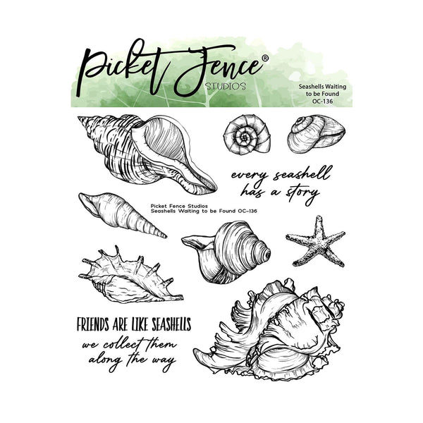 Picket Fence Studios Clear Stamp Set - Seashells Waiting to be Found