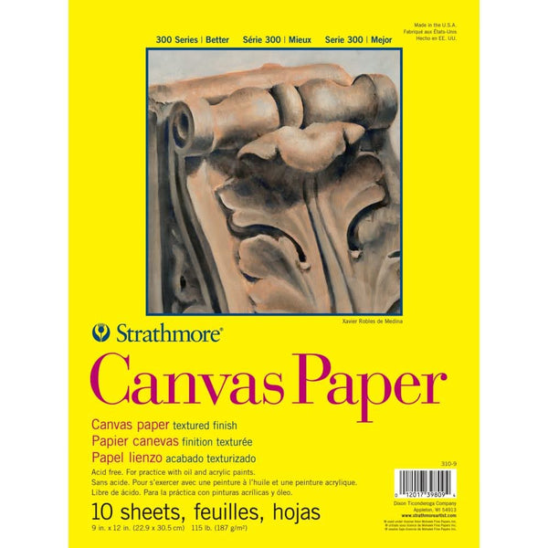 Strathmore 300 Series Canvas Paper Pad 9"X12" 10 Sheets, Glue Bound