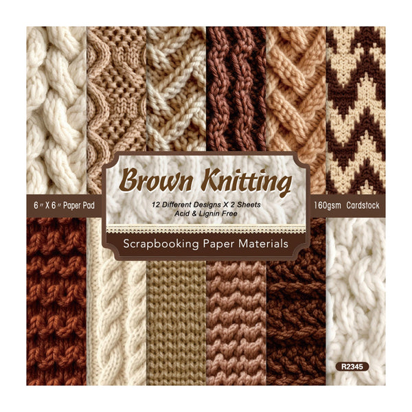 Poppy Crafts 6"x6" Paper Pack #242 - Brown Knitting
