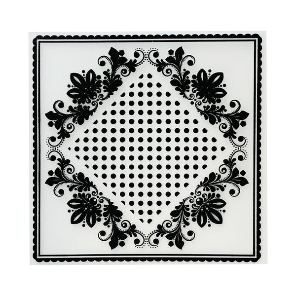 Poppy Crafts Embossing Folder #316 - Floral Frame Polka Dots